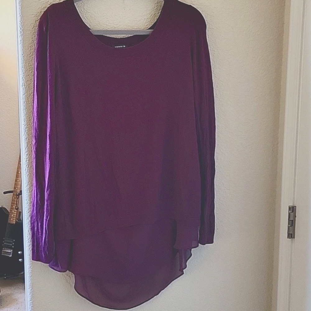 Torrid Eggplant Sweater with Sheer tank overlay